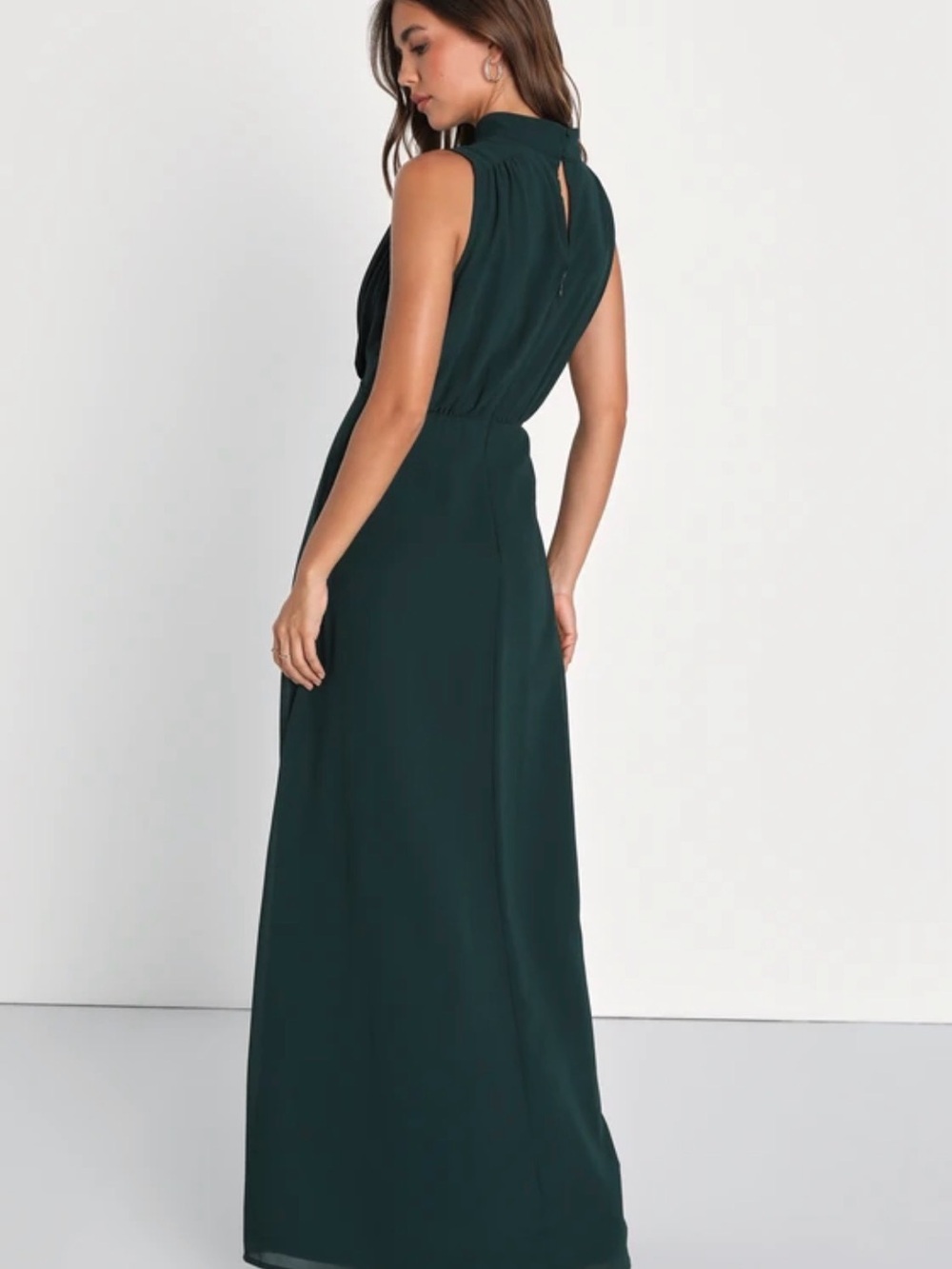Lulu's Emerald High-Neck Sleeveless Maxi Dress - Picture 2 of 3